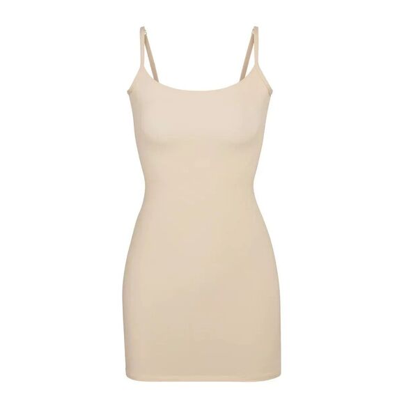 NEW SKIMS Women's Fit Everybody Mini Slip Dress Size M Color Clay - Picture 2 of 6